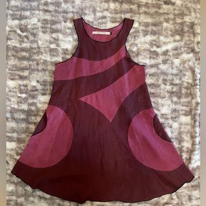 Cynthia Ashby 100% linen maroon dress
